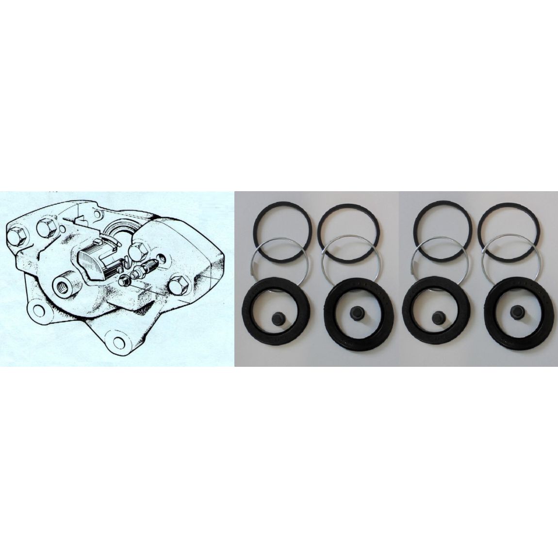 FRONT BRAKE CALIPER REPAIR SEALS KITS x2 (Peugeot 204) (** From Aug 66- 76 **) 